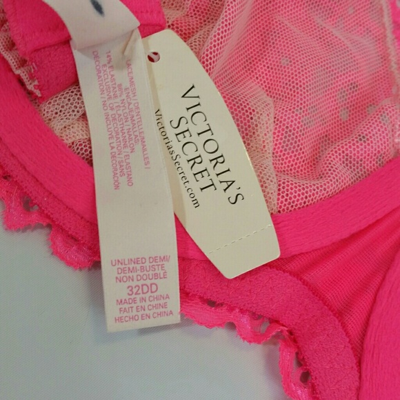 New! VS Unlined Pink Bra 32E (DD) $20 - Picture 5 of 7